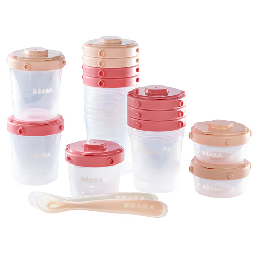 סט 12 קופסאות פלסטיק 2 כפיות סיליקון (צבע ורוד)