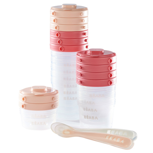 סט 12 קופסאות פלסטיק 2 כפיות סיליקון (צבע ורוד)