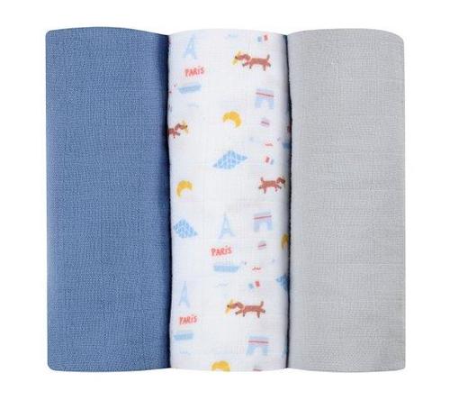 סט חיתולי טטרה מבד אורגני (אפור כחול) 