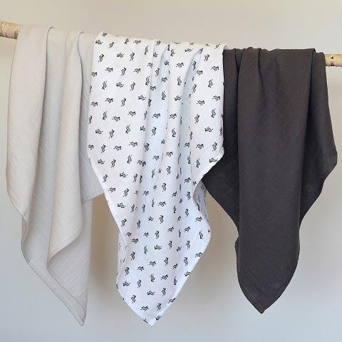 סט חיתולי טטרה מבד אורגני (אפור שחור) ענקיים