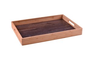 מגש שירות במבוק בשילוב הדפס דמוי עץ 35x22.5 ס"מ Marbella