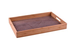 מגש שירות במבוק בשילוב הדפס דמוי שיש אפור 35x22.5 ס"מ Marbella