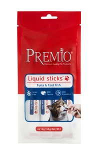 פרמיו חטיף נוזלי טונה ודג קוד. מבצע!!! 5 ב 50 ש"ח. ניתן לערבב טעמים.