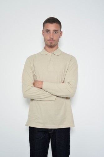 חולצת פולו בז' שרוול ארוך 60/40