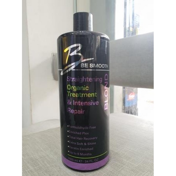 BE SMOOTH החלקה אורגנית לשיער בלונדיני 1000 מל כולל שמפו ומסכה
