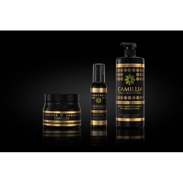 CAMILLIA מארז הכולל שמפו ליטר, מסכה, סרום ללא מלחים 