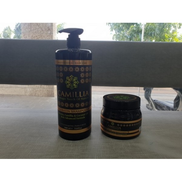 CAMILLIA סט שמפו 1000 מל ומסכה 500 מל ללא מלחים 