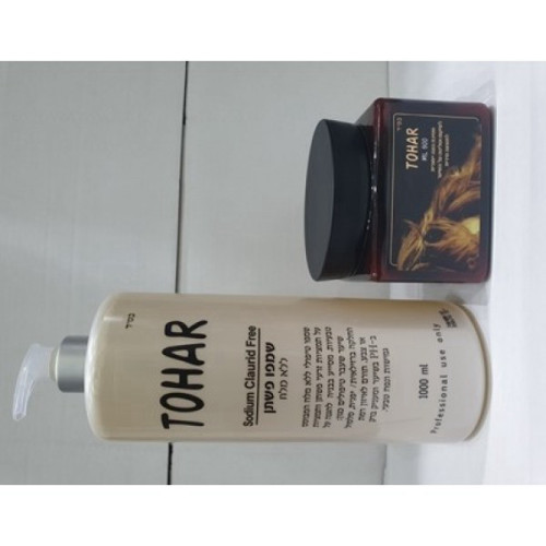 שמפו פשתן ללא מלח טוהר 1000 מל ומסכה טוהר מרובעת 500 מל