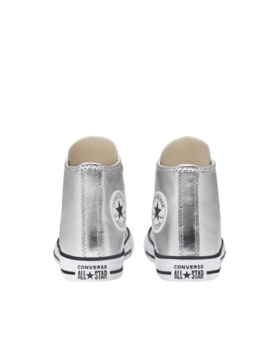 נעלי אולסטאר גבוהות לילדות בצבע כסף מטאלי | 27-35 |  CONVERSE METALLIC
