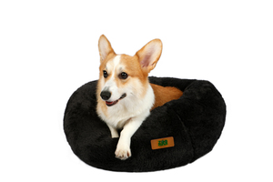 מיטת כלבים עגולה מפנקת M - אפור כהה 