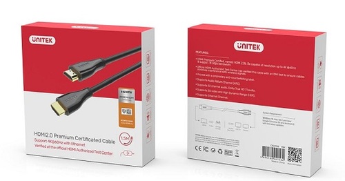 כבל Unitek 4K 60Hz HDMI  Premium Certified High Speed Cable C1047GB