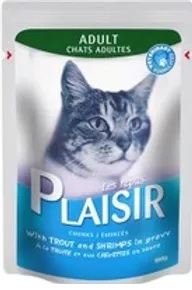 פלזיר - פאוץ לחתול פורל ושרימפס. מבצע!!! 3 ב 11 ש"ח. ניתן לערבב בטעמים.