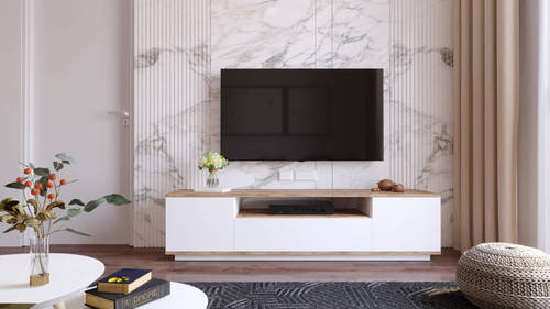 מזנון דגם פראג בשילוב עץ ולבן - אזל במלאי