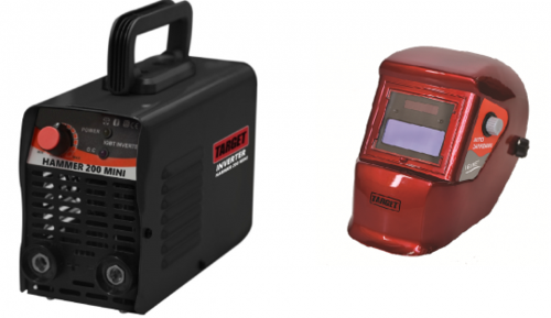 רתכת אלקטרונית אינוורטר + מסיכה אלקטרונית TARGET - HAMMER MINI 200A