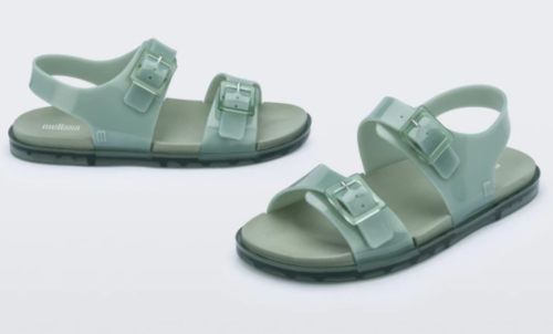 סנדלים עם אבזמים של מליסה בצבע ירוק מנטה | 35-42 | Melissa Wide Sandal 32945