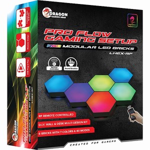 אריחי תאורה DRAGON GAMING Haxon LED RF לעיצוב החדר כולל אקולייזר רגיש לסאונד ושלט אלחוטי