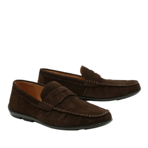 נעלי מוקסין לגבר מעור זמש בצבע חום | 39-46 | FRANCO BANE 185651S