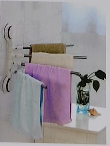 סט מתלה למגבות מתקפל בגימור לבן לתלייה בוואקום