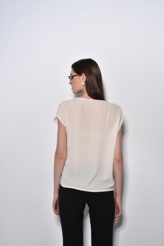 חולצת נשים שיפון שרוול קצר בז'