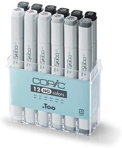 סט 12 טושים קופיק קלאסיק בגווני אפור נייטרלי