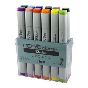 סט 12 טושים קופיק קלאסיק בגוונים בסיסיים