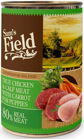 סמס פילד שימורים לגורים עוף ועגל עם גזר