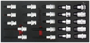 מגש בוקסות 22 חלקים T33228 TORX תוצרת AMPRO