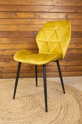 כסא בד קטיפה בגוון אפור ו ירוק צהוב