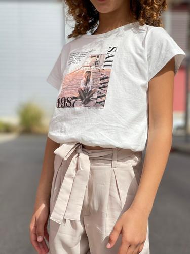 חולצה עם גומי במכפלת ודפוס