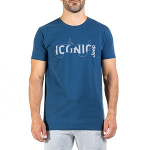 J101875 - טי שירט גברים Jeep® ICONIC" WILLYS PRINT צבע כחול מינרלי Jeep® COLLECTION