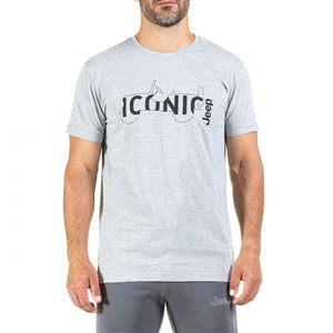 J101875 - טי שירט גברים Jeep® ICONIC" WILLYS PRINT צבע אפורM בהיר Jeep® COLLECTION