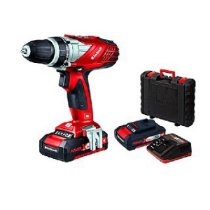 מקדחה/מברגה נטענת + 2 סוללות ליתיום אוניברסליות 18V / 1500 mAh ומטען מהיר + מזוודת נשיאה - שנתיים אחריות מבית Einhell גרמניה!