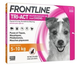 פרונטליין טרי אקט-טיפות נגד פרעושים וקרציות לכלב  קטנטנים במשקל 5-10 ק"ג