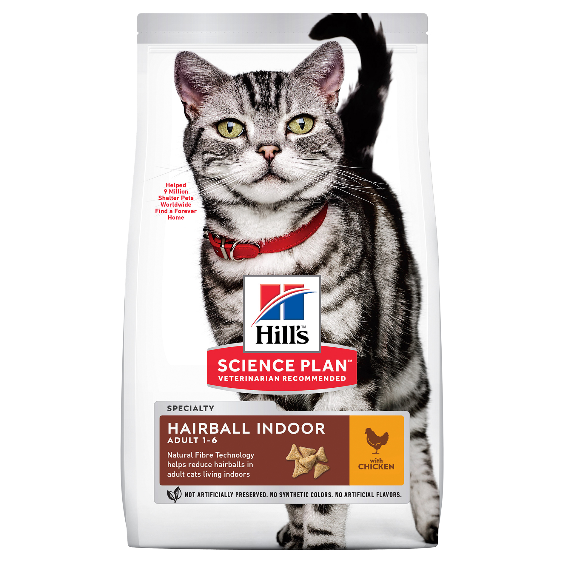 הילס לחתול בוגר Hairball+Indoor (עוף), 3 ק"ג