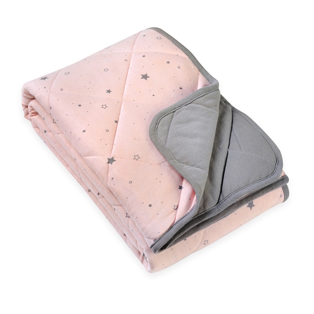 שמיכת טריקו קווילט כוכב נוצץ ורוד 140/100