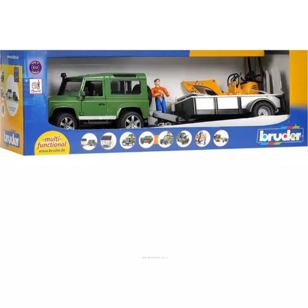 ברודר – גיפ לנד רובר + עגלה דחפור JCB +בובה