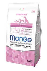 מונג אדולט מזון יבש לכלב בטעם חזיר אורז ותפו"א 2.5 ק"ג