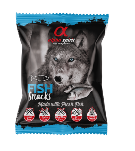 אלפא ספיריט חטיף לכלב - קוביות דג 50 גר'