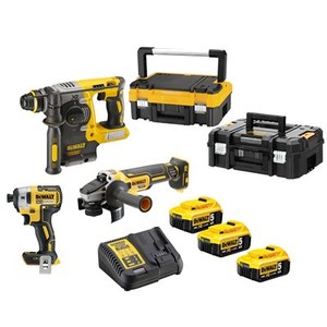 סט אימפקט, פטישון ומשחזת 5.0Ah 18V DeWALT