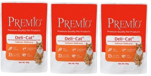 פאוצ' נתחוני פרמיו עם סלמון 85 ג'- 3 יח' ב-10 ש"ח