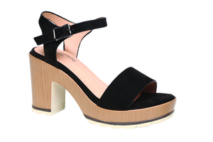סנדל עקב פלטפורמה דמוי עץ בצבע שחור| 36-41 | 7005 AEROFLEXY