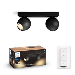 Hue Buckram 2 Ceiling Spotlight White Ambiance-Black