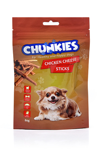 צ'אנקיס חטיף לכלב-מקלות עוף וגבינה 80 גרם