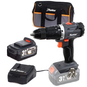 מברגה רוטטת/קודחת נטענת בראשלס + סוללה Hunter 18V 3Ah 