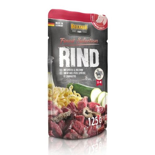 בלקנדו מחית מזון רטוב פאוץ' לכלבים – בקר, אטריות וקישואים