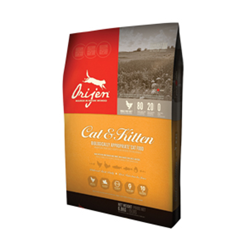 מזון יבש לחתולים וגורי חתולים מבוסס עוף הודו ודגים 17 ק"ג Orijen