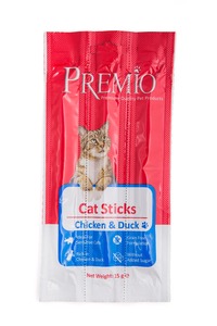 פרמיו Premio חטיף מקלות לחתול-בשר עוף וברווז 15 ג'