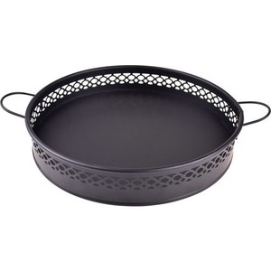 מגש מתכת עגול שחור 2 ידיות, דפנות רשת 27x5 ס"מ Epica