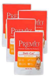 פאוצ' נתחוני פרמיו עם בקר 85 ג'- 4 יח' ב-10 ש"ח