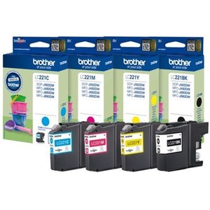ראש דיו ‏צהוב שחור כחול אדום LC221 סט 4 ראשי דיו Brother ברדר